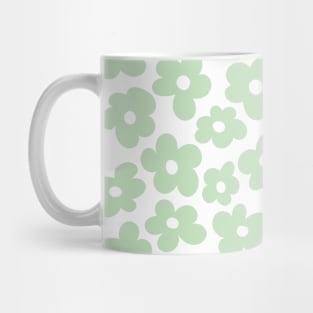 Aesthetic Light Green Flowers Retro Daisy Mug